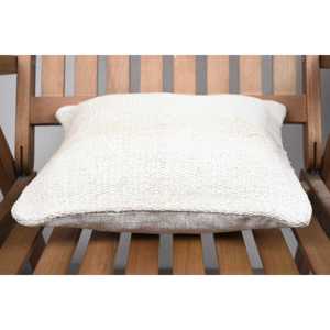 Almohada de retazos de lana Beige de 14x14 pulgadas, acento rústico de granja de lujo con patrón esponjoso Vintage, portátil para ropa de cama, uso en el suelo - Product Image 5
