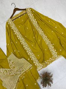 Unity Luxure Premium Georgette Embroidered <b>Cape</b> Dhoti Set for <b>Women</b> Luxury Festive & Party Wear Ensemble - Product Image 5