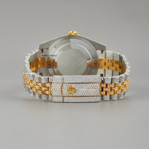 Montre de luxe bicolore sertie de diamants en moissanite, or et argent, acier inoxydable, style hip-hop - Product Image 4