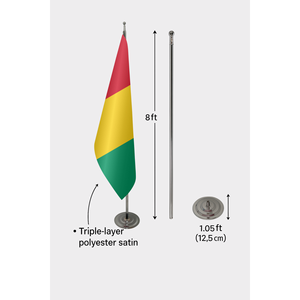 Drapeau d'intérieur officiel de la Guinée, drapeau à main personnalisé avec logo pour l'assurance automobile, en nylon numérique, plastique, polyester, soie, aluminium - Product Image 6