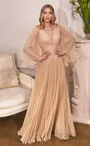 Robe de soirée longue en mousseline de soie plissée brodée avec col carré, adaptée aux femmes enceintes, pour la cérémonie de mariage de la mère de la mariée ! - Product Image 3