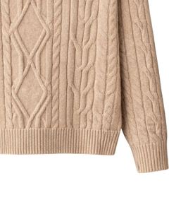 Suéter Polo de Punto Trenzado para Hombre, Manga Larga, Cuello con Botones, Suave, para Invierno, en Beige Caqui, para Pedidos al por Mayor - Product Image 6