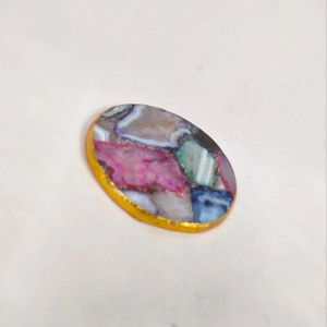 Sous-verres en agate de luxe écologiques pour décoration de mariage, style mascotte en pierre précieuse, vente en gros, faits à la main, plaqués or, en quartz - Product Image 1