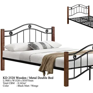 Furnitur kamar tidur, tempat tidur ganda, bingkai logam, tempat tidur Queen, set kamar tidur, furnitur rumah dan kamar tidur, Malaysia Domica KD-2528