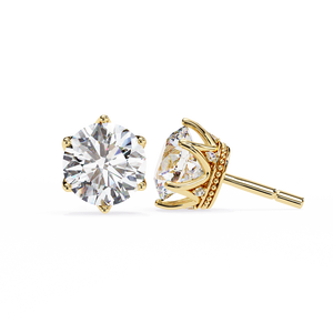 Hermosos Pendientes de Oro de 18K con Diseño de Corona de Diamantes Cultivados en Laboratorio para Boda, Hechos de Aleación de Zinc - Product Image 2