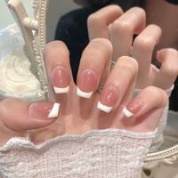 Süper kısa merdiven akrilik tırnak lehçe sırf çıplak pembe Minimalist çıplak ve dengeli önceden tasarlanmış tasarım
