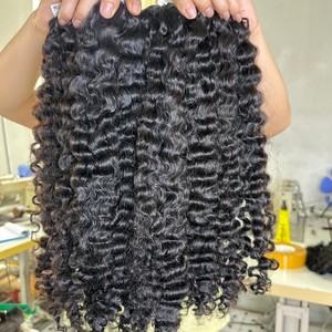 Muestra gratis Qhair 100% cutícula completa alineada sedoso de alta calidad pelo crudo negro rizo birmano doble dibujado paquetes de Qhair - Product Image 4