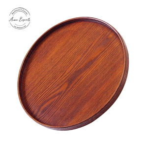 Grand plateau rond en bois de manguier fait à la main imprimé floral pour la décoration de table et le service de plats - Product Image 6