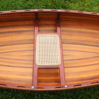 K007 - Canot en cèdre véritable OMH élégant, canot en bois massif, monoplace, 1 personne, bateau à rames durable pour l'extérieur, 301Lx66.7Wx49H cm