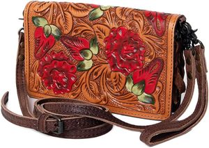 Bolso cruzado de cuero con estilo occidental para mujer, bolsos de girasol de cuero genuino de alta calidad, bolsos de vaquera - Product Image 2