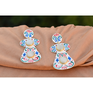 Mattefinishing Meenakari Partywear,ตุ้มหูทองเหลืองแบบห่วงสำหรับเด็กหญิงและสตรี - Product Image 4