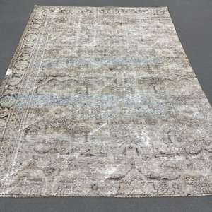 Alfombra, 7x9.7 pies, Alfombra Vintage, Alfombra a Cuadros Grises de Lana - Product Image 1