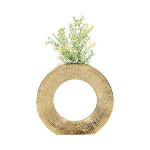 Vase à fleurs rond Fournitures pour événements de mariage Décoration Vases en or de luxe et pot de fleurs Vase de sol décoratif de style circulaire Grand - Product Image 1