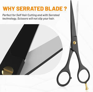 Ciseaux de coiffure professionnels à pointe arrondie en acier inoxydable 420 pour droitiers, 32 dents, manche moyen/court/long, haute teneur en carbone - Product Image 3