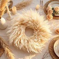 Couronne de pampas personnalisée MCflora, fleurs séchées naturelles, cerceau floral fait main, décoration murale bohème, toile de fond de mariage, décoration intérieure