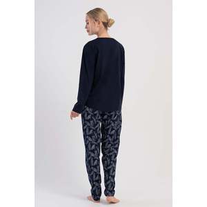 KADIN P.SUPREM XXL V YAKA UZUN KOL ETEGI OVAL PIJAMA TAKIM - สีน้ำเงินเข้ม - สีน้ำเงินเข้ม - Product Image 5