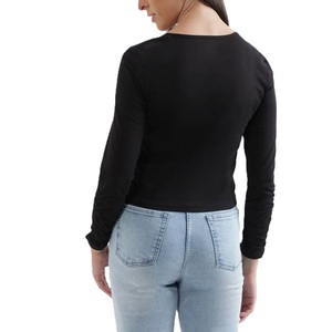 Camisetas de Verano con Estampado Personalizado para Mujer, 100% Algodón, Casual, Manga Larga, Cuello Redondo, Ajustadas, Transpirables - Product Image 2