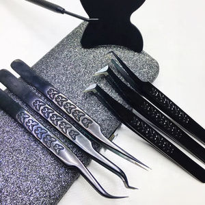 Meilleures pinces à épiler en fibre d'acier inoxydable personnalisées pour extensions de cils Nouvelles pinces à cils de marque privée avec emballage personnalisé - Product Image 4