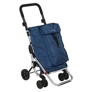 Folding Shopping <b>Cart</b> 38L Navy Stainless Steel & Plastic 48x40x110cm - Product Image 1