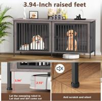 Fabricant de meubles de chenil en bois robuste avec séparateur épais, support de télévision, cage pour chien pour 2 chiens, meubles de maison