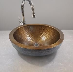 Lavabo Redondo de Metal Martillado con Acabado de Latón de Lujo para Baño, Fabricante Mayorista OEM. - Product Image 5