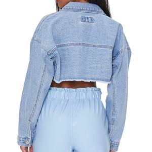 Veste en jean personnalisée à la mode vestes en jean perlé pour femmes manteau en jean court perlé pour femmes - Product Image 1