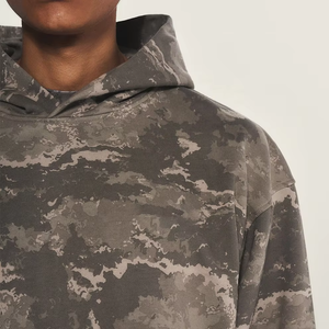 Conjunto de Sudadera con Capucha y Pantalones Cortos de Algodón de 400 g/m² para Hombre, Estilo Camuflaje, Corte Holgado, para Entrenamiento - Product Image 5