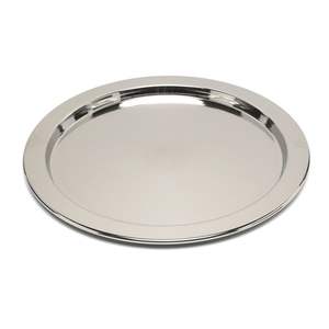 Plateau de service en métal martelé argenté de luxe, grand plateau rond décoratif pour ottoman, pour mariage et fête, plateau à nourriture argenté en gros - Product Image 5