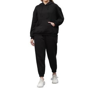 ชุดวอร์มออกกำลังกายผู้หญิง พิมพ์โลโก้ได้ ไซส์ใหญ่ 2 ชิ้น เสื้อฮู้ดระบายอากาศ ชุดเซ็ตวิ่งออกกำลังกายฤดูหนาว เป็นมิตรกับสิ่งแวดล้อม ผ้าฝ้าย 100% - Product Image 1