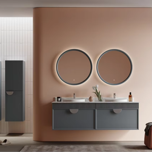 Mueble de baño Molino con cajón de calidad superior con encimera de mármol y fregadero de cerámica semiempotrado de Turkiye - Product Image 1