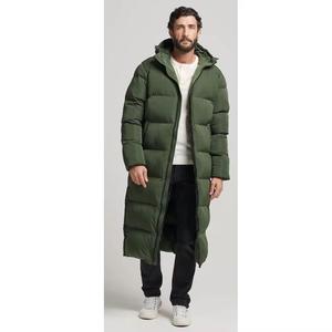 Chaqueta acolchada larga acolchada negra fina de alta calidad con logotipo personalizado y cuello con capucha cortavientos de invierno para hombre - Product Image 2