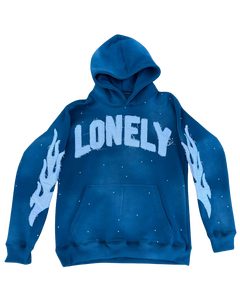 Logo personnalisé fabriqué en usine strass délavé à l'acide Denim en détresse sweat à capuche brodé hiver Streetwear sweat à capuche pour unisexe - Product Image 3