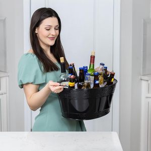 Manijas de bañera de bebidas de lujo de acero inoxidable galvanizado gris plata ovalada a granel OEM para fiestas bares eventos al aire libre cerveza vino soda - Product Image 2