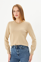 Suéter de cuello redondo para mujer Old Money, Jersey de punto para otoño e invierno, patrón transpirable e informal decorado