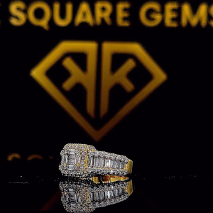 Bague en diamant moissanite ICED OUT, bagues en diamant taille ronde et baguette de 4 ct, bague en argent sterling 925 pour homme, cadeaux pour elle - Product Image 2