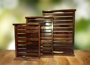 Bandeja de servicio de madera de lujo Forma rectangular Acabado pulido Tamaño personalizable Color Lavavajillas Microondas Seguro 2025 Colección - Product Image 2