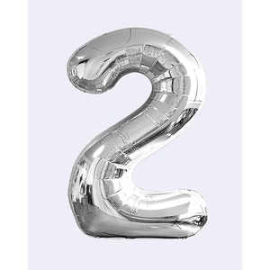 Palloncini Numero Party Love Argento N2 45cm Confezione da 12 Pezzi - Product Image 1