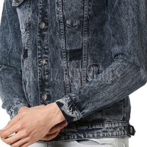 Veste d'hiver en jean uni pour hommes Plus Size Custom Made men's Long Stretch Men Jean Jacket Cotton - Product Image 6