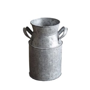 Maceta de flores de caña de leche de hierro galvanizado Vintage con asas para macetas de flores decorativas para el hogar y el jardín - Product Image 1