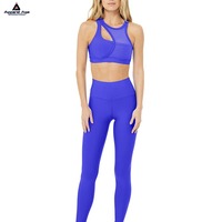 Logo personnalisé 2 pièces ventre contrôle ensemble de vêtements de sport sans couture dos croisé Yoga hauts Scrunch bout à bout jambières d'entraînement pour les femmes