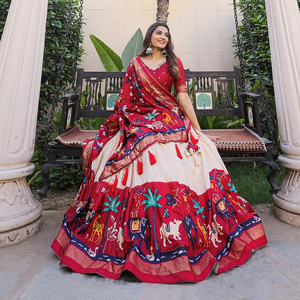 คอลเลกชันผ้าไหม lehenga choli เสื้อคอลเลกชั่นประจำชาติพิมพ์ลายแฟนซี - Product Image 1
