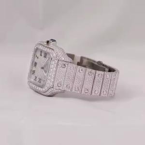 Reloj de Lujo Unisex Estilo Hip Hop con Incrustaciones de Diamantes Moissanite Redondos Brillantes, Movimiento de Cuarzo Personalizado, Marca Seiko - Product Image 3