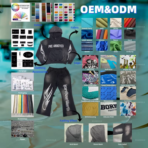 Conjunto de Sudadera con Capucha y Pantalones Cortos de Felpa Francesa con Cremallera, Diseño de Pedrería, 500 g/m², 100 % Algodón, Conjunto Deportivo - Product Image 4