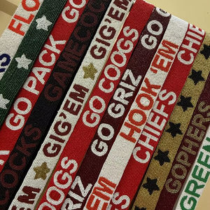 Correa de Bolso con Cuentas Estilo Vaquero, Correa Ancha Cruzada, Correa de Bolso con Cuentas Personalizada para Días de Juego de la Universidad con Diseño de Tigre - Product Image 1