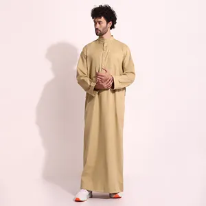 Premium Mulbury Cotton Collar Style Volle Ärmel Dubai Arab Herren bekleidung Classic Islamic Thobe Jubba Kurta