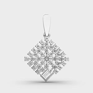 Colgante de racimo de diamantes geométricos con centro de corte esmeralda en oro amarillo/blanco y rosa de 14 quilates - Product Image 4