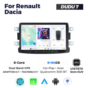 DUDUAUTO DUDU7 7870 Android 12+256G WIFI BT 4G LTE Estéreo para Auto de 8 Pulgadas para <span class=keywords><strong>Renault</strong></span> Dacia con Car Play y Android Auto - Product Image 2