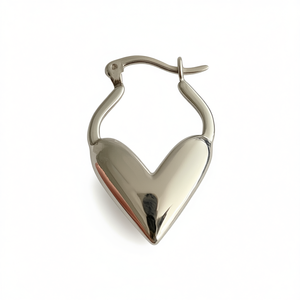 E2158 Orecchini a cerchio a forma di cuore in oro bianco, regalo unisex - Product Image 1