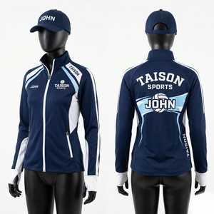 Premium 220 GSM polyester spandex volleyball training <b>jacket</b> <b>pink</b> black white panel design sublimation custom logo fit - Product Image 4