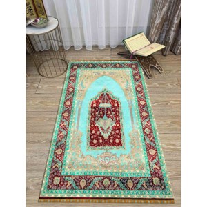 Red Muslim Prayer <b>Rug</b>: 3D Printed Religious Area <b>Rug</b>,Nonwoven <b>Thin</b> <b>Rug</b> - Product Image 2